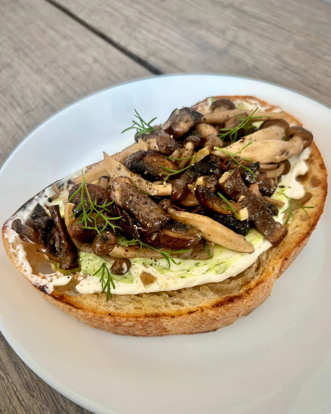 Mushroom & Whipped Cream Cheese Toast w/ Hulk Butter